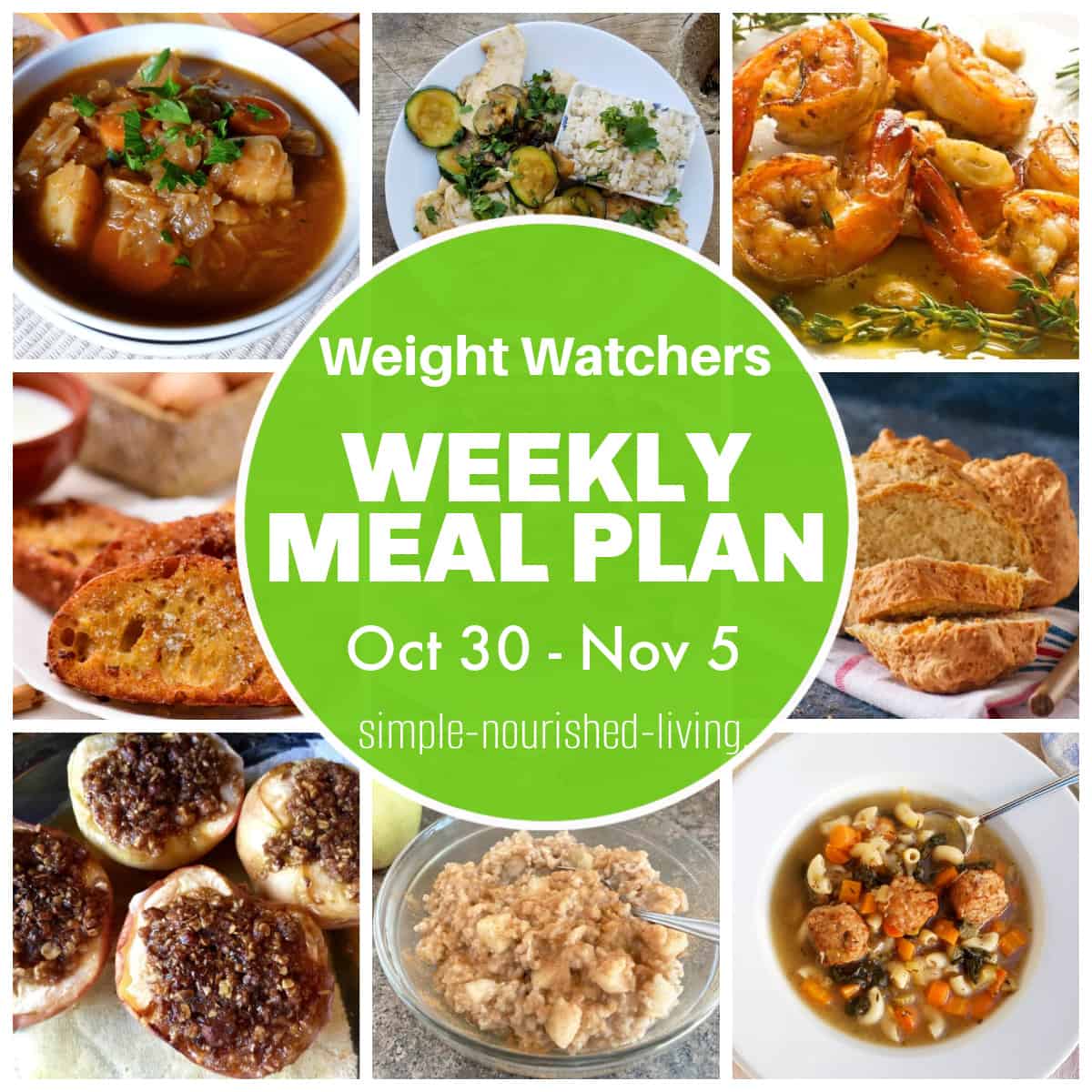 WW Weekly Meal Plan Oct 30