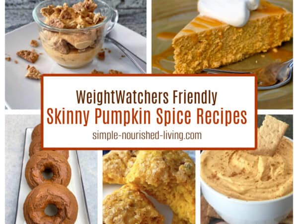 food photo collage featuring pumpkin parfait, slow cooker pumpkin cheesecake, easy baked pumpkin donuts, pumpkin scones, easy pumpkin fluff