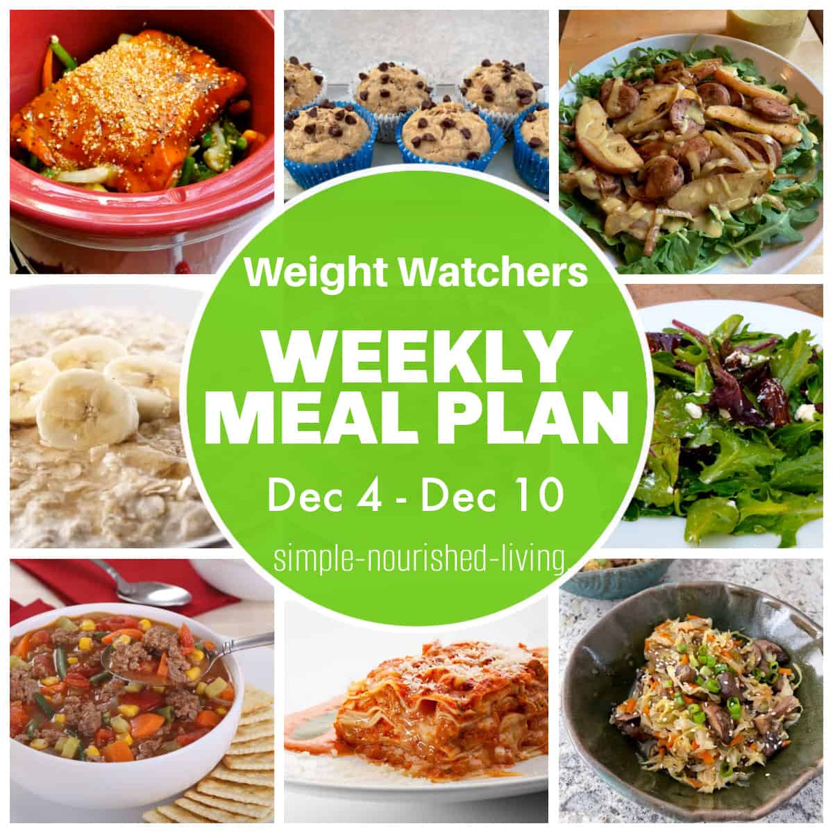 WW Weekly Meal Plan Dec 4