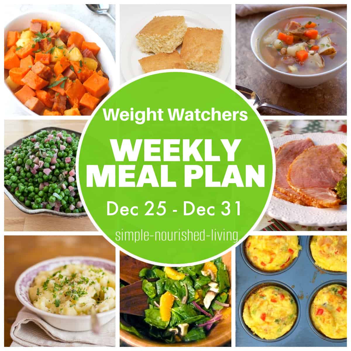 WW Weekly Meal Plan Dec 25