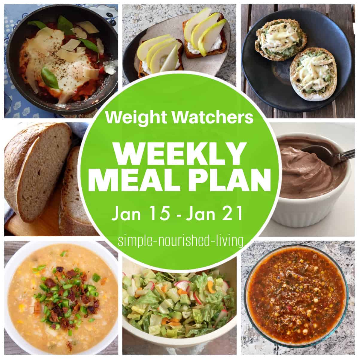 WW Weekly Meal Plan Jan 15