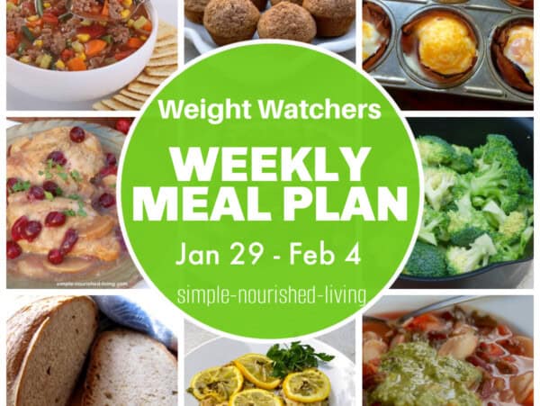 9 frame food photo collage with text WW Meal Plan Overlay