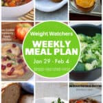 9 frame food photo collage featuring recipes from this week's WW friendly Meal Plan for Pinterest PIN