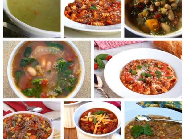 8 frame photo collage featuring WW friendly soups