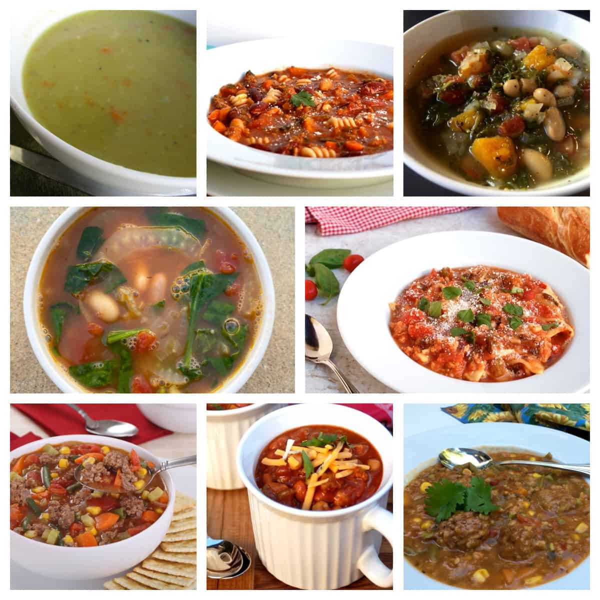 8 frame photo collage featuring WW friendly soups