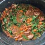 Finished Slow Cooker Lentils with Chicken Sausage and Spinach Ready to Serve from Black CrockPot
