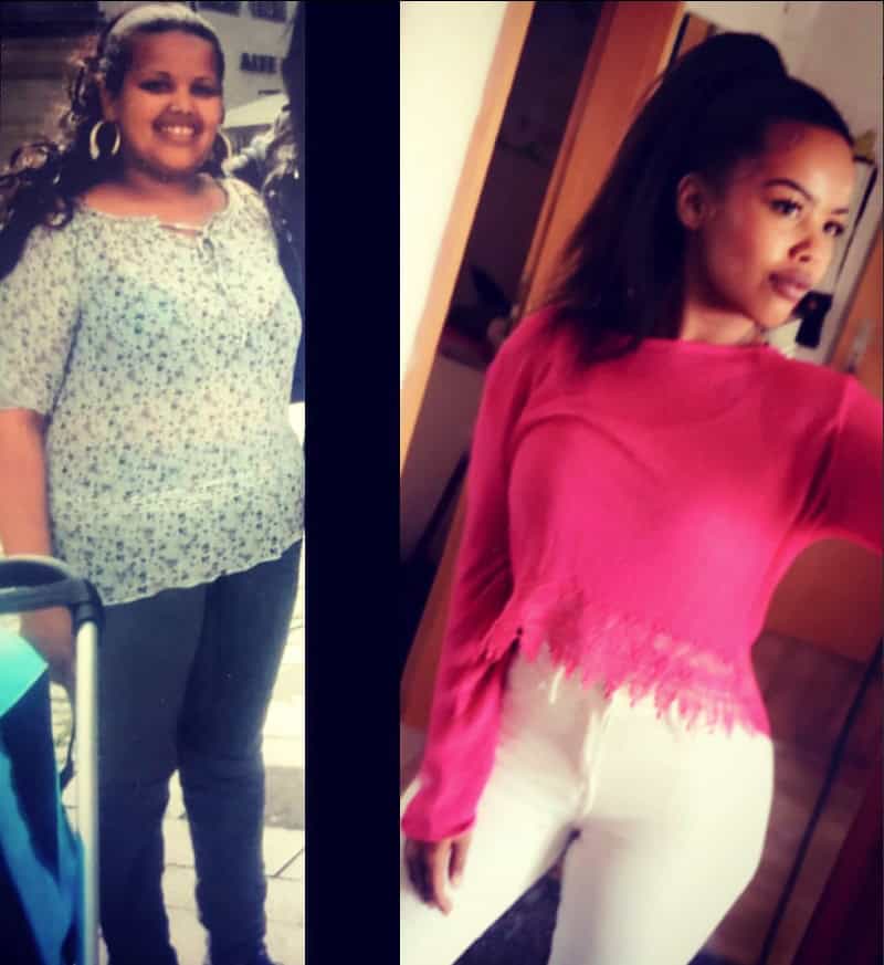 Ariam B. before and after weight loss success.