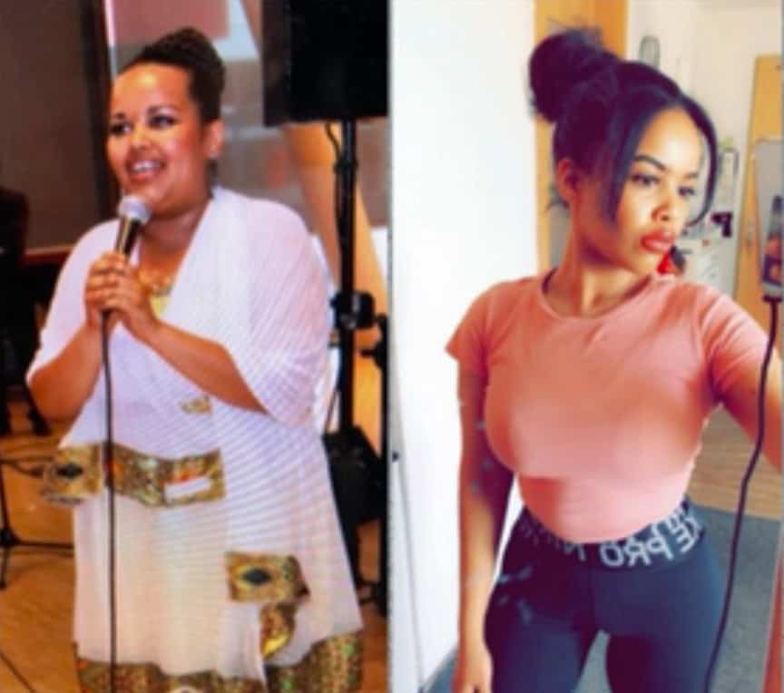 Ariam B. before and after weight loss of 152 pounds.