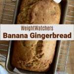Loaf pan with banana gingerbread