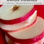 2 Apple, Ham & Cheese "Sandwiches" on red cutting board