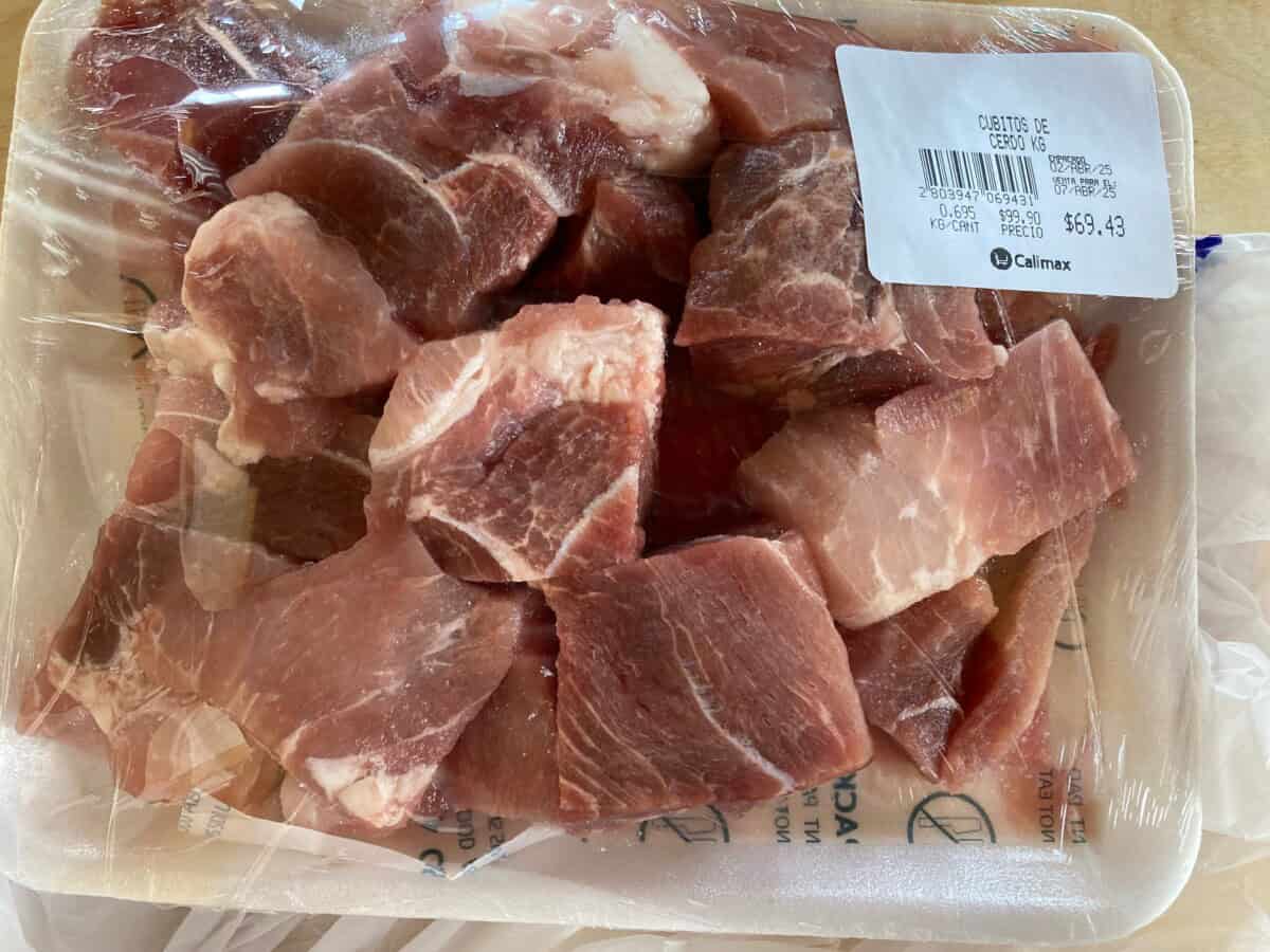 Chunks of boneless pork.