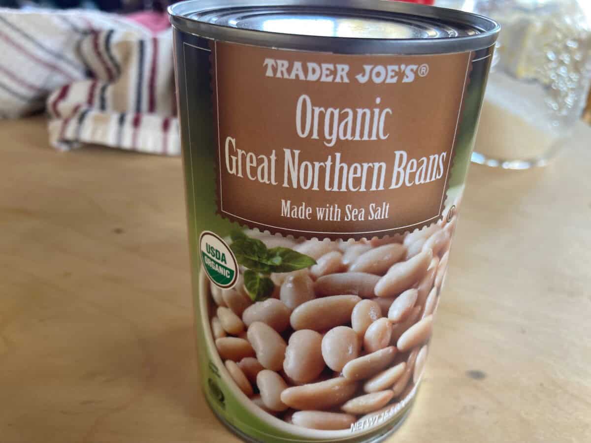 Can of trader joe organic great northern beans.