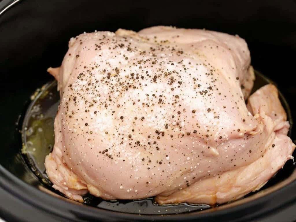 turkey breast in slow cooker ready to cook
