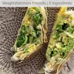 2 slices of easy broccoli cheese strudel on pottery plate