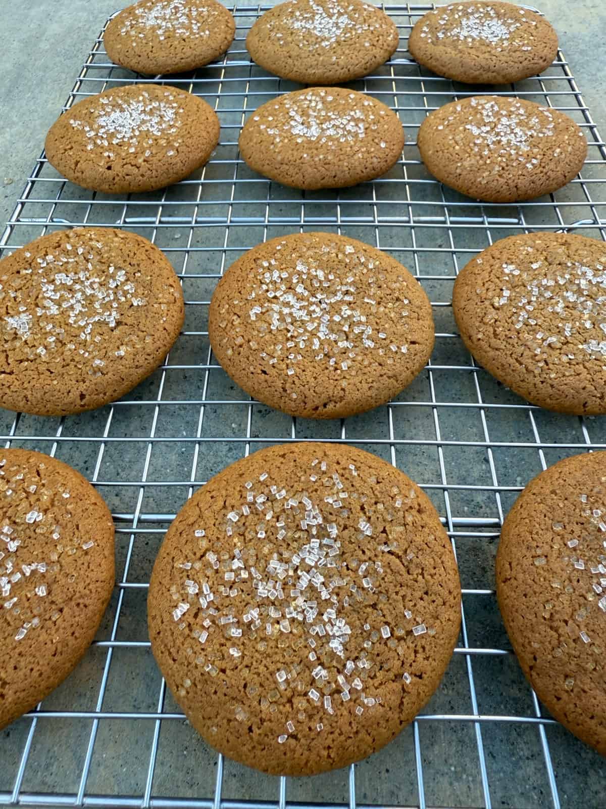 Ginger Cookies on wire cooling rack.