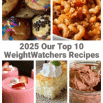 2 over 3 Food Photo Collage with Text Box: 2025 Our Top 10 WW Recipes for Pinterest PIN
