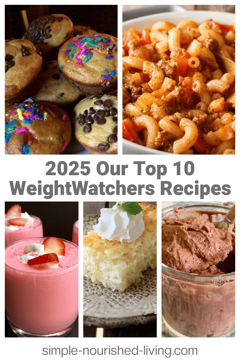 2 over 3 Food Photo Collage with Text Box 2025 Our Top 10 WW Recipes for Pinterest PIN
