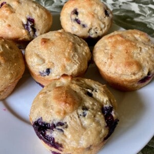 Kodiak Cakes Cottage Cheese Blueberry Muffins White Plate