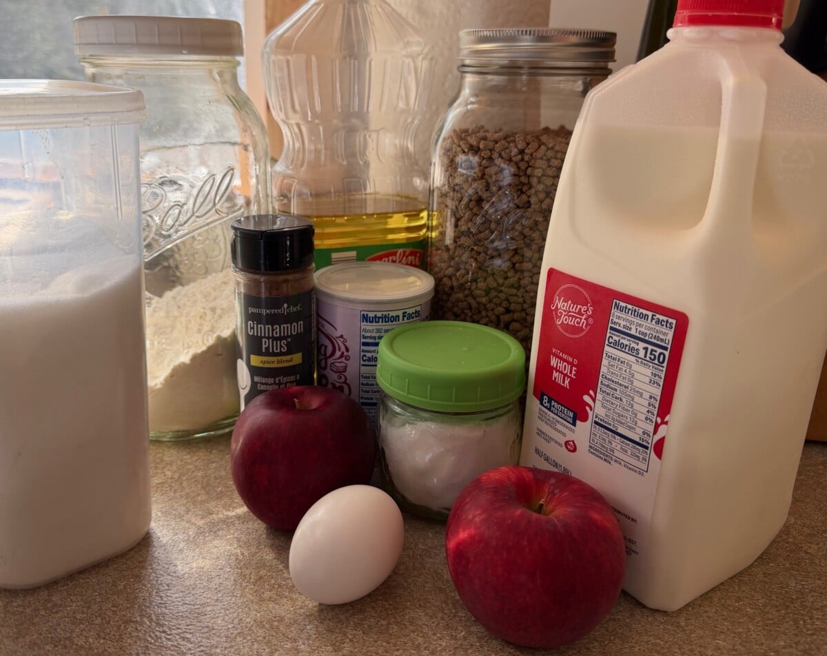 Apple Bran Muffin Ingredients on Counter